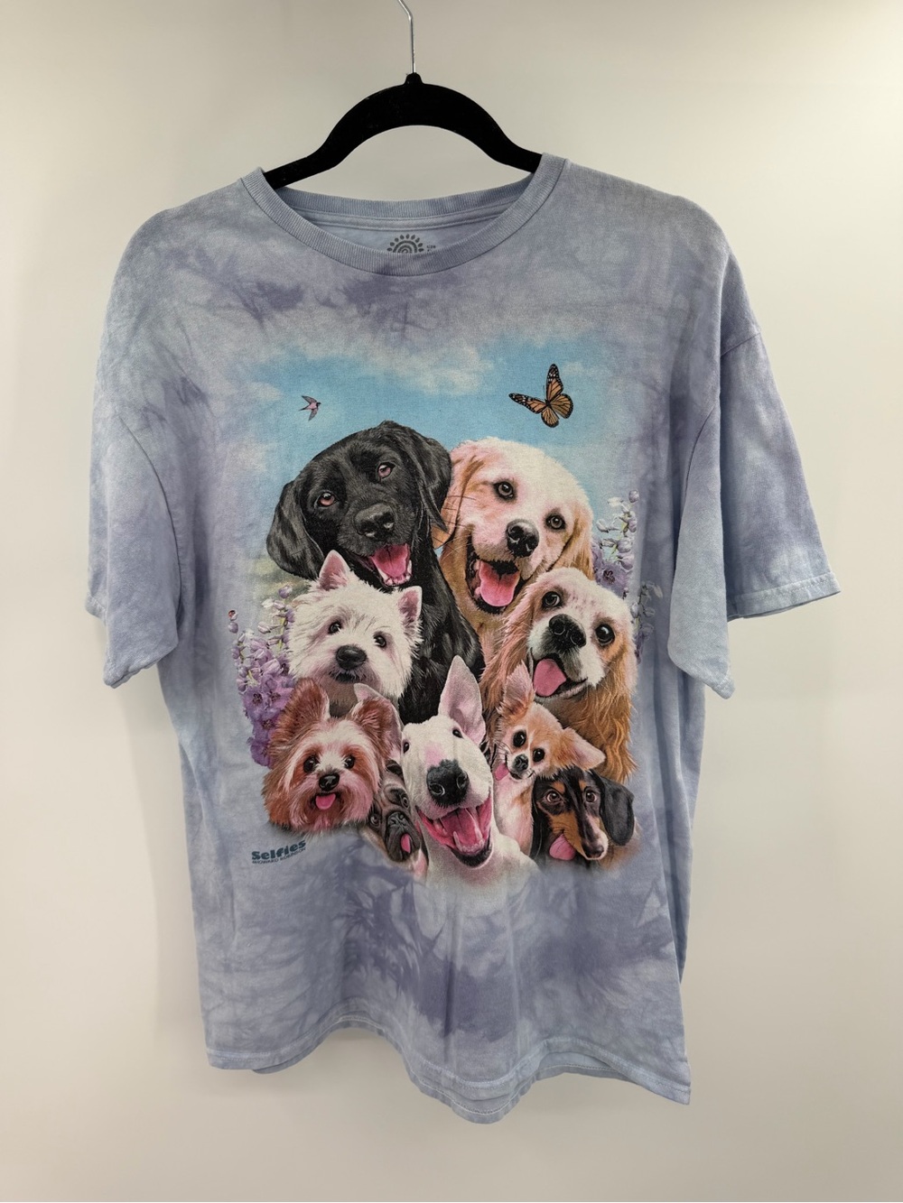 The Mountain Tee Tie-Dye Dog Portrait Graphic T Shirt Size Large 100% Cotton